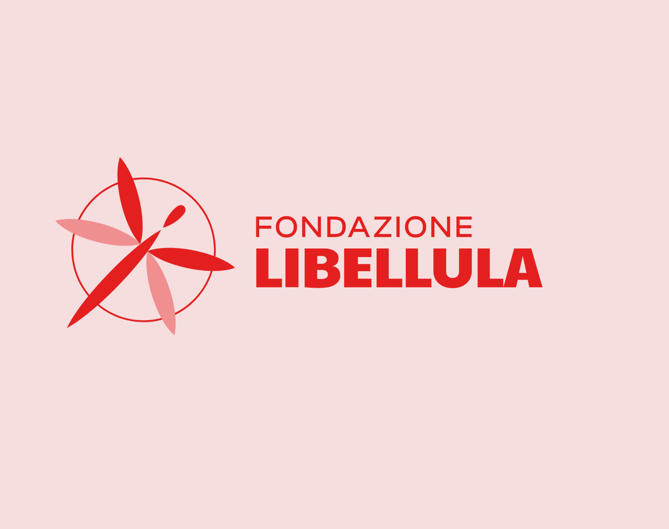 sfondo rosa con logo in positivo di Fondazione Libellula